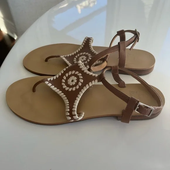 Jack Rogers sandals size 8, brown and white leather - Picture 9 of 14